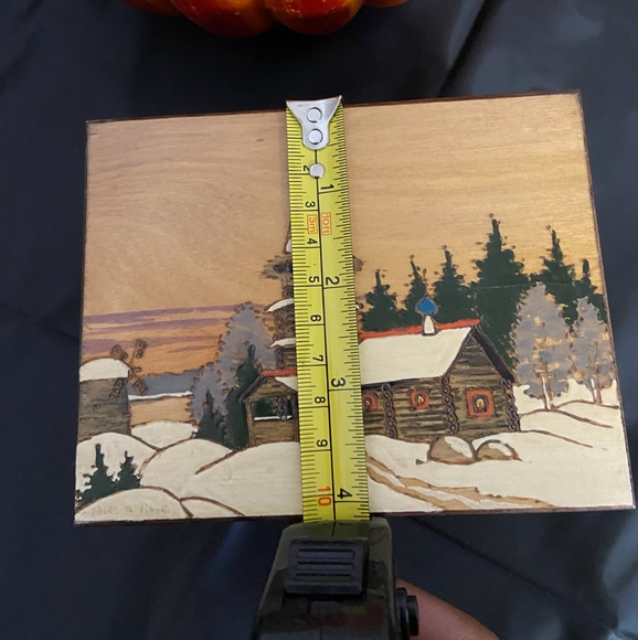 Vintage Hand painted Christmas Treasure Wooden Box - Picture 2 of 6